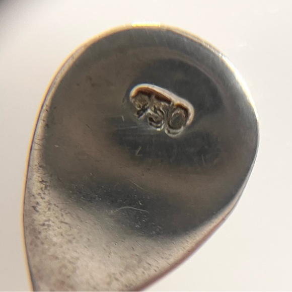 Vintage 950 Fine Sterling Silver Red Simulated Opal Teardrop Fishhook Earrings - Picture 7 of 14